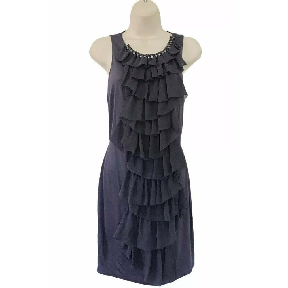 3.1 Phillip Lim Smokey Grey Ruffle Front Sleeveless Dress Woman's Sz M